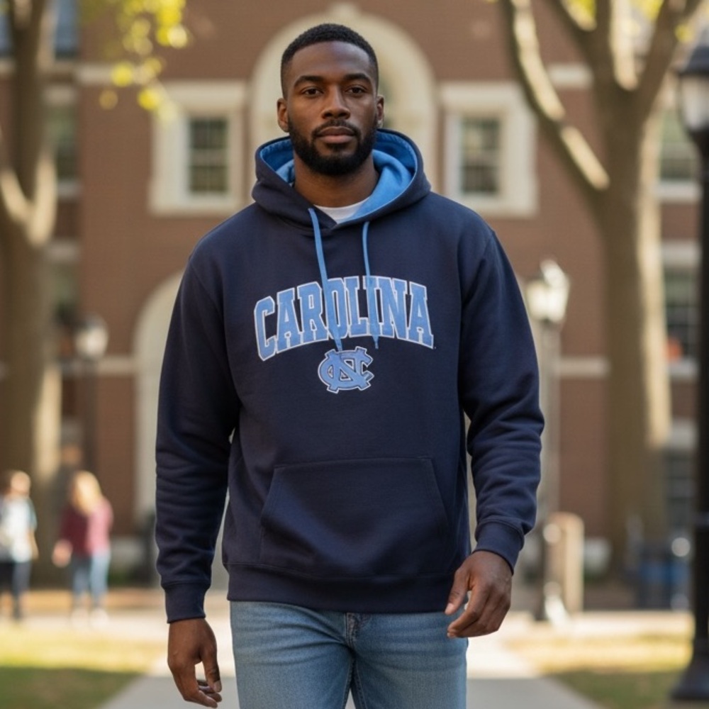 Stadium Athletics Navy and Carolina Blue Hoodie XXXL